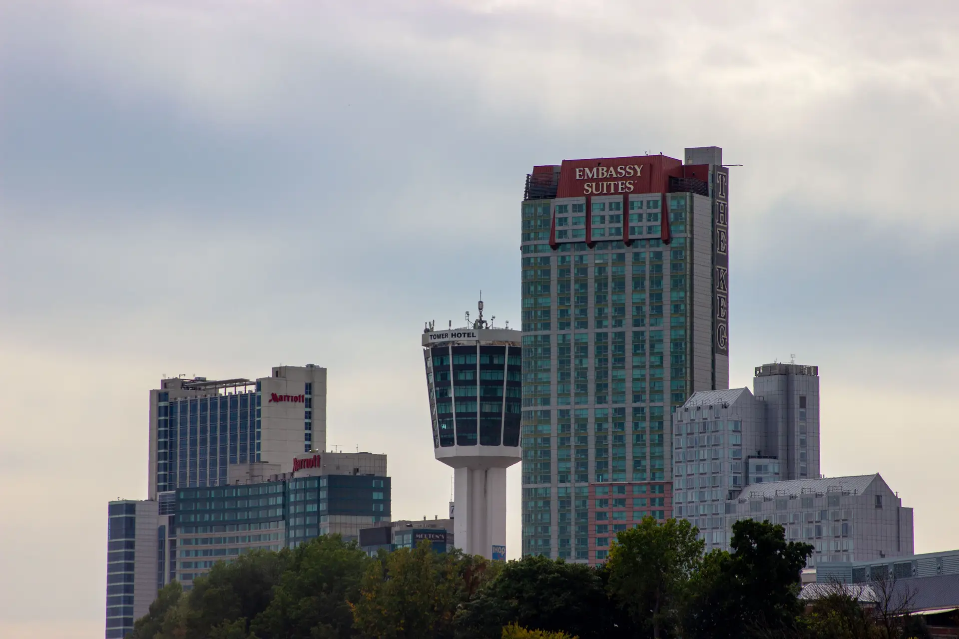 Evening view of Niagara Falls hotels