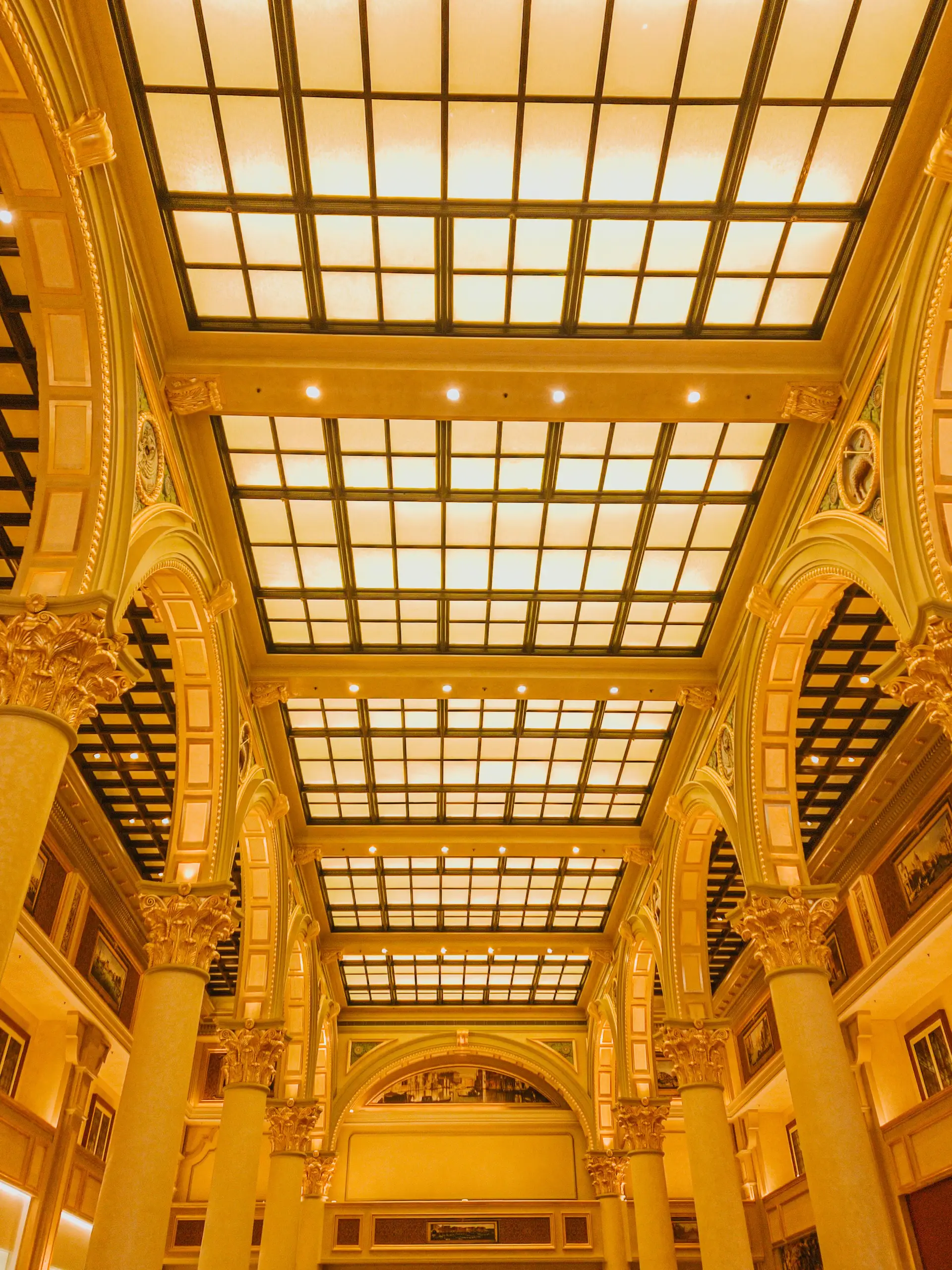 Luxurious casino interior with grand arches